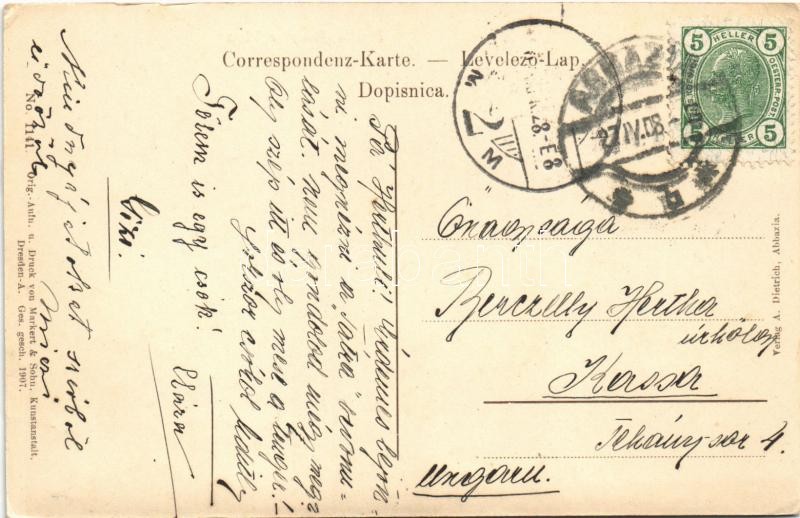 1908 Abbazia, Opatija; Ausflugdampfer Tátra / 'TÁTRA' egycsavaros tengeri személyszállító gőzhajó / Hungarian single screw sea-going passenger steamship (EK) - Image 2