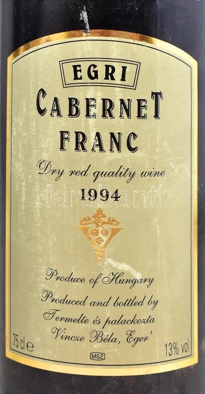 1994 Vincze Béla, Egri Cabernet franc 1994 bontatlan palack nemzetközi díjnyertes vörösbor.Jól tárolt. - Image 2