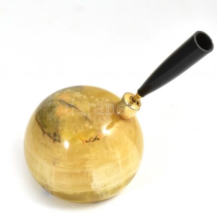 Asztali tolltartó, műmárvány, fém, műanyag, alján meranoi üzlet címkéjével, m: 12 cm