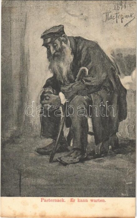 Er kann warten / Zsidó férfi / Judaica art postcard s: Pasternak + 'K.u.K. Inft. Rgmt. Graf Clerfayt Nr. 9. Feldkomp.' (fl)