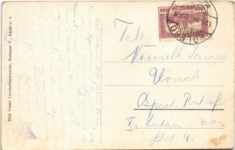 1924 Bátaszék, Pályaudvar, vasútállomás, gőzmozdony, vonat. Vasúti levelezőlapárusítás 6958. (EK) - Image 2