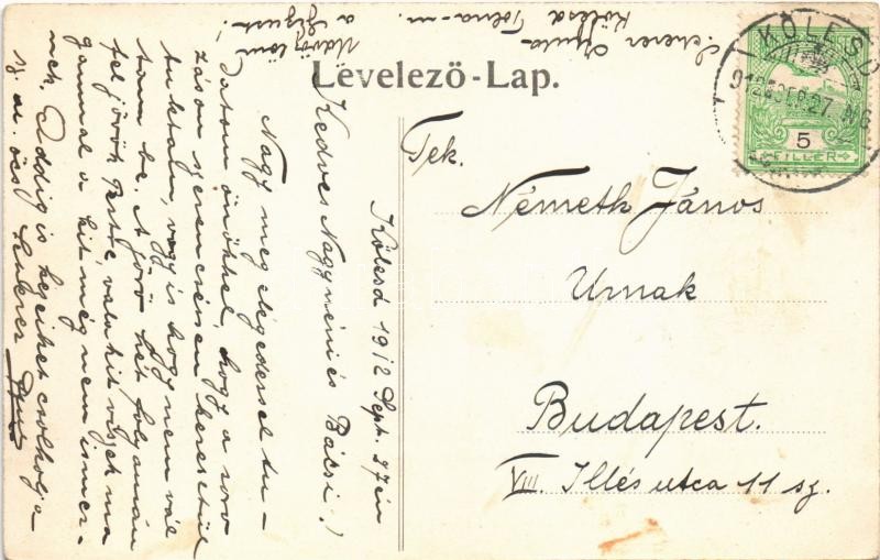 1912 Kölesd, Bezerédj István utca, üzlet, Római katolikus templom és iskola. K. D. kiadása 557. (fl) - Image 2