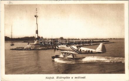 1938 Siófok, Móló, hidroplán állomás, Junkers hidroplán 'Tisza' HA-JAA lajstromjellel (EK)