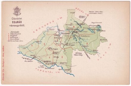 Csanád vármegye térképe. Kiadja Károlyi Gy. / Map of Csanád county