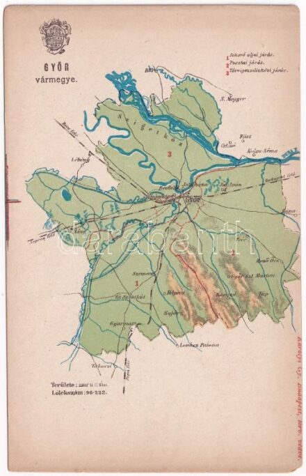 Győr vármegye térképe. Kiadja Károlyi Gy. / Map of Győr county (EK)