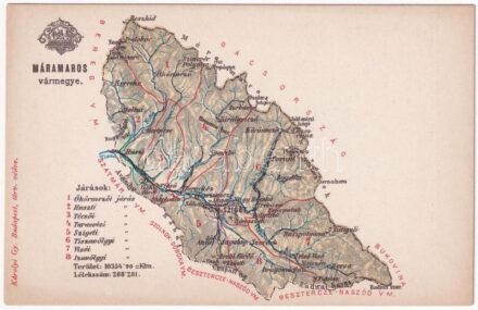 Máramaros vármegye térképe. Kiadja Károlyi Gy. / Map of Maramures county