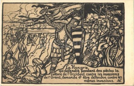 Ezért védtük a nyugat kultúráját? Országos Propaganda Bizottság / Hungarian irredenta propaganda art postcard, Trianon
