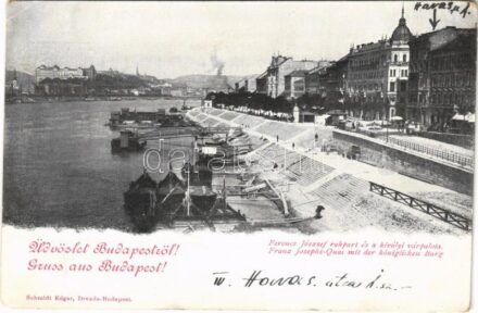 Budapest V. Ferenc József (Belgrád) rakpart, királyi várpalota, Dunai uszoda (EK)