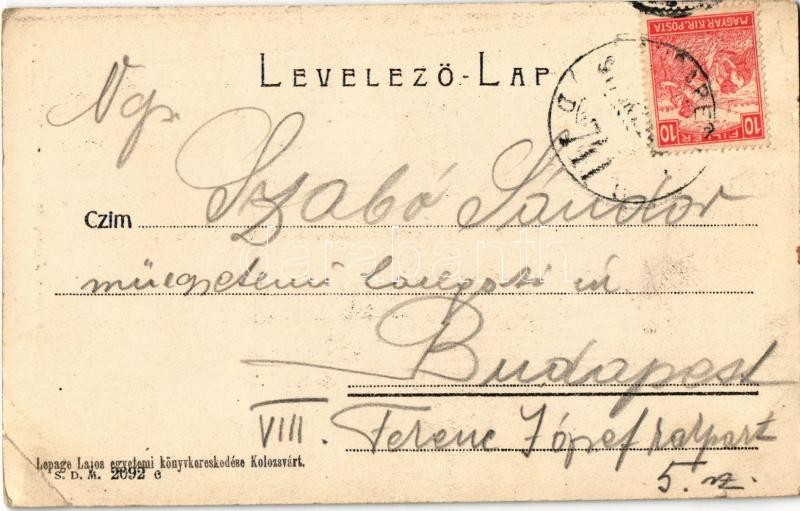 1917 Kolozsvár, Cluj; Mátyás király szobor délről. Lepage Lajos kiadása / statue of Matthias Corvinus (EK) - Image 2