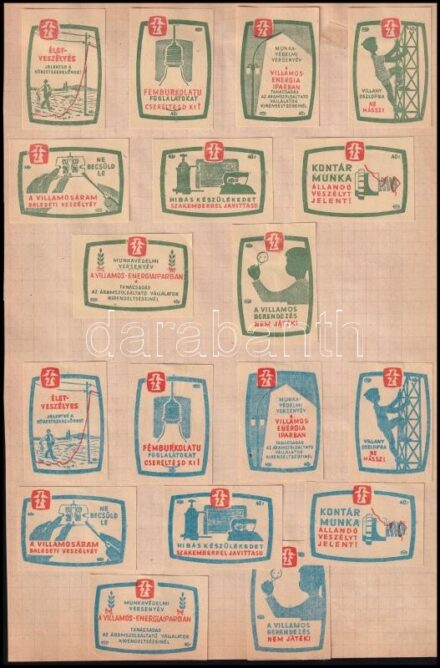 Hibás készülékek, Puskák és galambok, stb. gyufacímkék A4-es lap két oldalára ragasztva