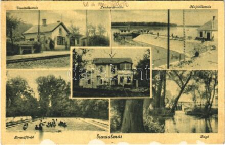 Dunaalmás, hajóállomás, vasútállomás, Lenhardt villa, Zugó, strandfürdő
