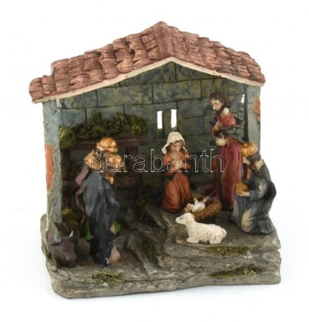 Betlehem festett műanyag 16x10x16 cm