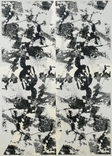 Bitó Ildikó (1966-): Kereszteződés III., 1998. Szitanyomat, papír, jelzett, 6/16 számozással. Plexiüvegezett fa keretben. 60×43 cm