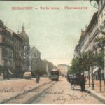 1907 Budapest VI. Teréz körút, villamos, hirdetőoszlop. S.D.M. 57C.