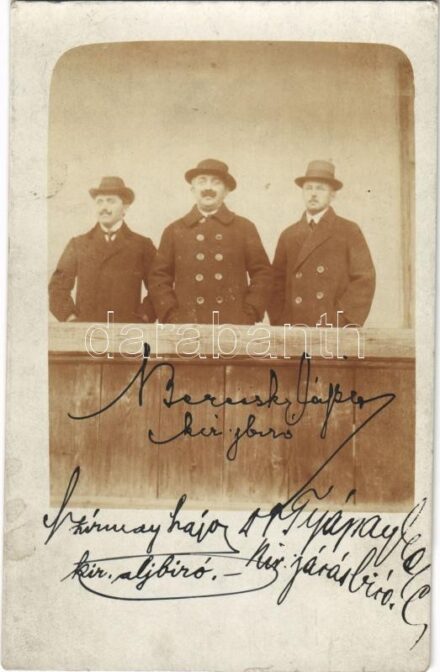 Ökörmező, Volove Polje, Volové, Mizhhirya; Bereczky László, Tyápay Ede és Szirmay Lajos járásbírák / district judges. photo (fl)