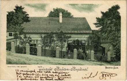 1899 (Vorläufer) Balatonboglár, Berta lak. Rigler részv. társ. litho