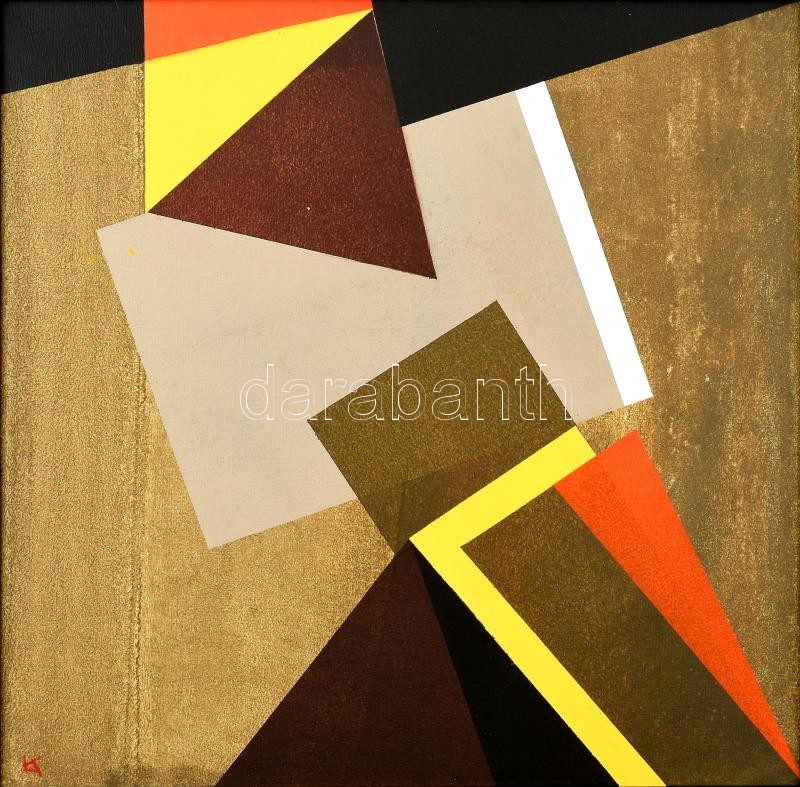 Koppány Attila (1947-): Elements. Akril, vászon. Jelzett, a hátoldalon autográf felirattal. Fa keretben. 50x50 cm