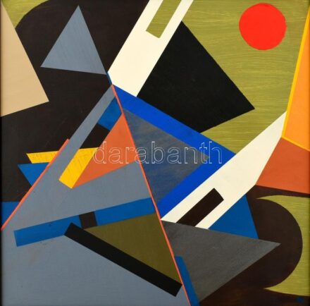 Koppány Attila (1947-): K28. Akril, vászon. Jelzett a hátoldalon. Fa keretben. 50x50 cm