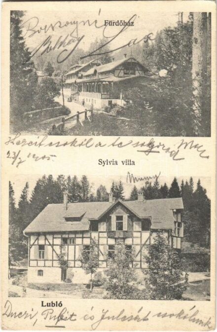 1905 Lublófüred, Lubló-fürdő, Kúpele Lubovna (Ólubló, Stará Lubovna); Fürdőház, Sylvia villa. Blatniczky István kiadása / spa, bath, villa (EK)