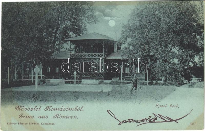 1900 Komárom, Komárno; Sport kert, teniszpálya. Spitzer Sándor kiadása / sport club, tennis court (EK)