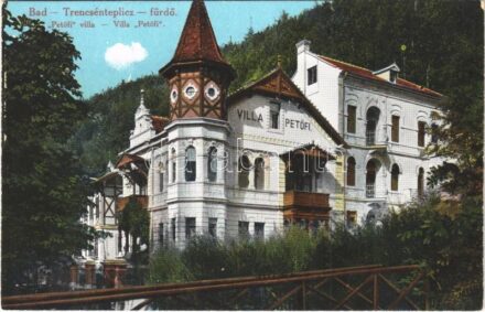 Trencsénteplic-fürdő, Kúpele Trencianske Teplice; Petőfi villa. Wertheim Zsigmond kiadása / villa