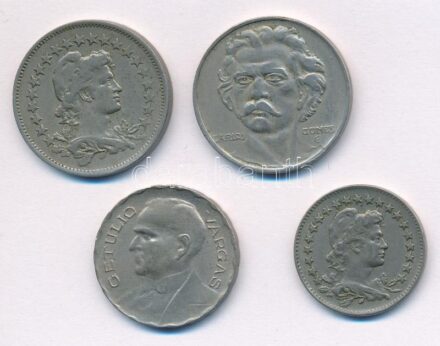 Brazília 1923-1940. 100R - 400R Cu-Ni (4xklf) T:2,2- Brasil 1923-1940. 100 Reis - 400 Reis Cu-Ni (4xdiff) C:XF,VF