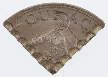 Curacao 1944. 2 1/2G Ag 'Wilhelmina' érméből kivágott negyed darab 'NXVC' beütéssel a 'Yotin Kórtá' érmék mintájára + múzeumi tájékoztató T:2 Curacao Cutted quarter of the 1944. 2 1/2 Gulden Ag 'Wilhelmina' with 'NXVC' mark modeled