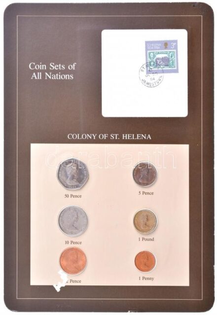 Szent Ilona 1984. 1P - 1Ł (6xklf), 'Coin Sets of All Nations' forgalmi szett felbélyegzett kartonlapon T:1- St. Helena 1984. 1 Penny - 1 Pound (6xdiff) 'Coin Sets of All Nations' coin set on cardboard with stamp C:AU