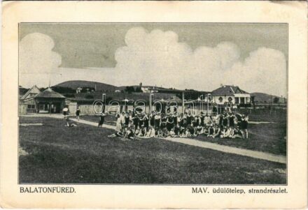 1933 Balatonfüred, MÁV üdülőtelep, strand tornapályával (EK)