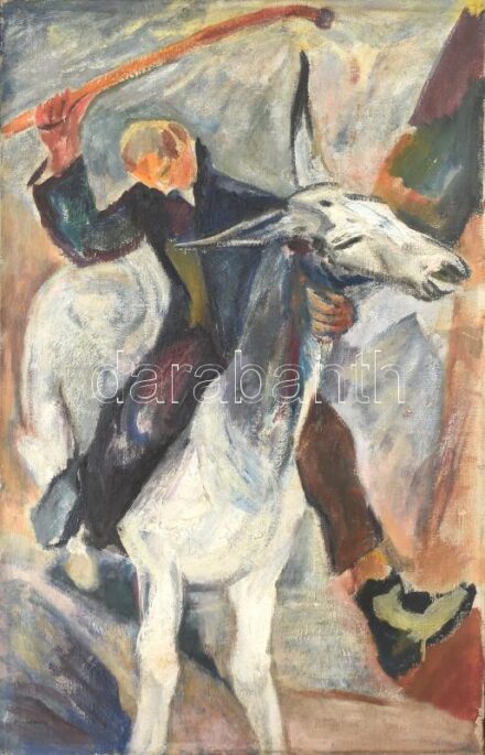 Kelemen Emil (1895-1975): Szamárháton, 1928. Olaj, vászon, jelzett. Hátoldalán datált. Javított. Fa keretben, 88x68 cm / Oil on canvas, signed. Repaired.