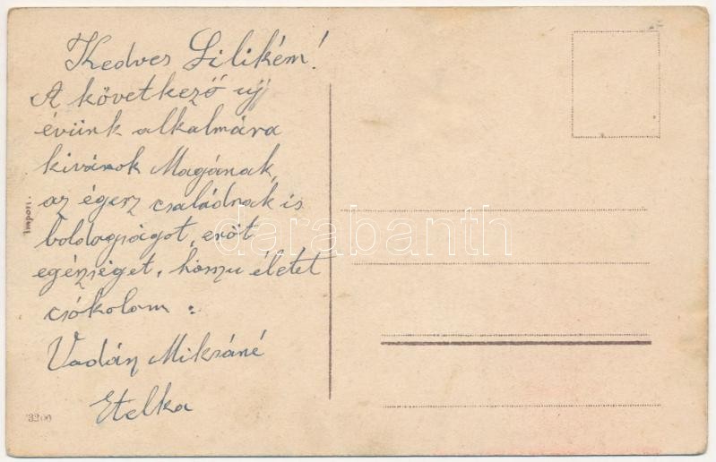 Boldog új évet! Héber nyelvű újévi üdvözlet. Judaika / Jewish New Year greeting in Hebrew language, Judaica, litho (EK) - Image 2