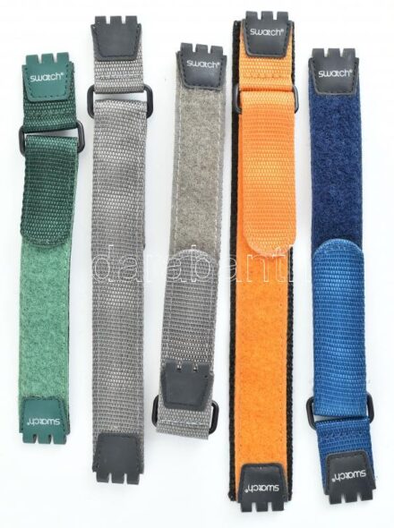 5 db Swatch óraszíj, tépőzáras, különféle színben, újszerű állapotban