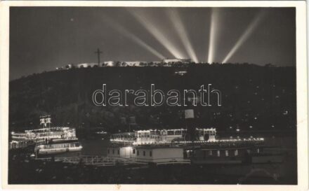 1938 Budapest XXXIV. Nemzetközi Eucharisztikus Kongresszus. Esti hajófelvonulás és tűzijáték / 34th International Eucharistic Congress