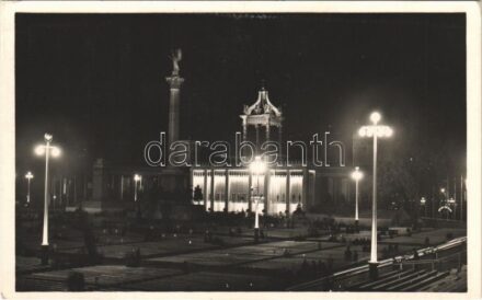 1938 Budapest XXXIV. Nemzetközi Eucharisztikus Kongresszus, főoltár este / 34th International Eucharistic Congress, main altar at night