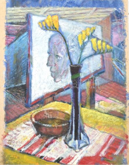 S.J. 931 jelzéssel: Csendélet. Olaj, karton. 51×39,5 cm