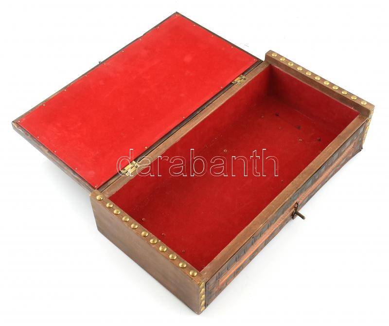 Fali fa szekrényke, réz borítással, rózsa dísszel polcok nélkül. 40x20x10 cm - Image 3