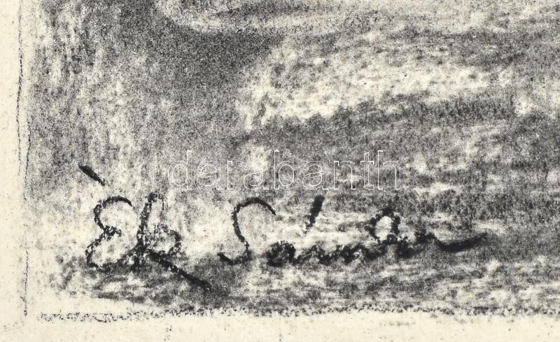 Ék Sándor (1902-1975): József Attila, Elégia. Litográfia, papír, jelzett a litográfián, paszpartuban, 22×15,5 cm - Image 2