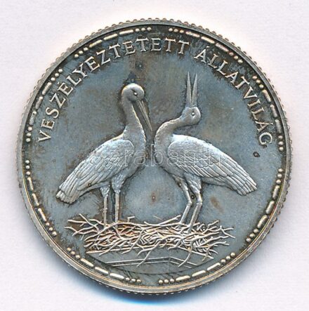1992. 200Ft Ag 'Veszélyeztetett állatvilág - Gólya' kapszulában T:1 (eredetileg PP) patina Adamo EM126