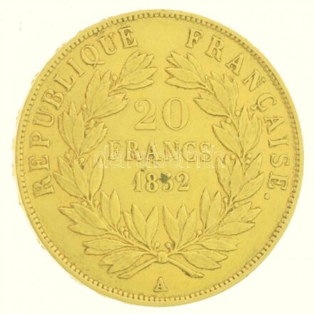 Franciaország / Második Császárság 1852A 20Fr Au 'III. Napóleon' (6,41g/0.900) T:2,2- France / Second Empire 1852A 20 Francs Au 'III. Napoleon III' (6,41g/0.900) C:XF,VF Krause KM#774