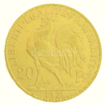 Franciaország 1901. 20Fr Au (6,47g/0.900) T:2,2- France 1901. 20 Francs Au (6,47g/0.900) C:XF,VF Krause KM#847
