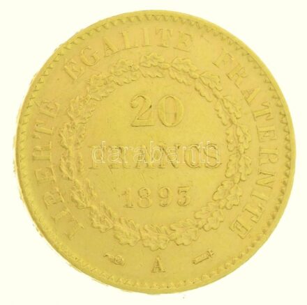 Franciaország 1895A 20Fr Au (6,45g/0.900) T:2 France 1895A 20 Francs Au (6,45g/0.900) C:XF Krause KM#825