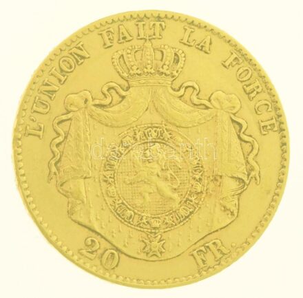 Belgium 1869. 20Fr Au 'II. Lipót' (6,46g/0.900) T:2,2- Belgium 1869. 20 Francs Au 'Leopold II' (6,46g/0.900) C:XF,VF Krause KM#32