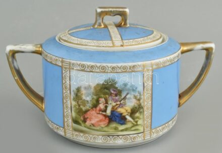Culortartó, matricás porcelán, kopott, sérült, jelzett. m: 11 cm