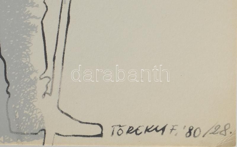 Töreky Ferenc (1922-2016): Bartók. Ofszet, papír, jelzett. Az 1981-ben, Bartók Béla 100. születésnapja alkalmából megjelent grafikai mappából. 46×32,5 cm - Image 2