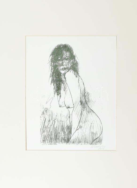 Kovács Kálmán (1927-): Női akt. Litográfia, papír. Jelzett. Paszpartuban. 34×21 cm.