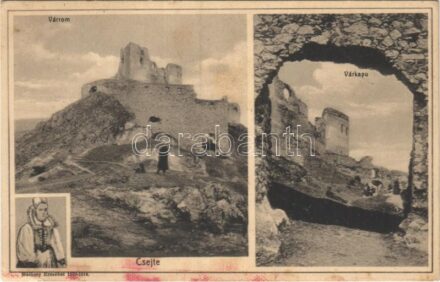 Csejte, Csejthe, Cachtice; Báthory vár, várkapu, Báthory Erzsébet. Horovitz Adolf kiadása / Hrad Báthorovcov / castle ruins, castle gate, Elizabeth Báthory (EK)