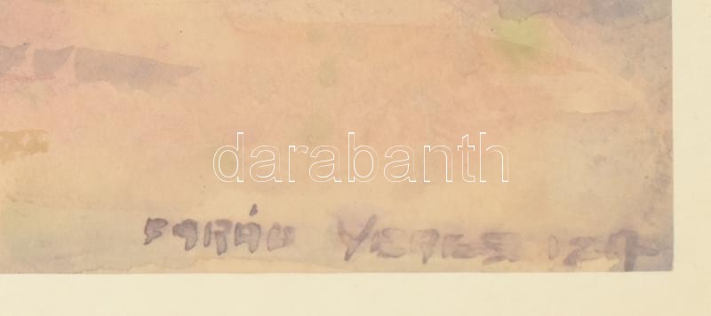 Farádi Veres Izabella (1884-1968): Sárospataki részlet. Akvarell, papír, jelzett. Hátoldalán Műcsarnok, Bp. raglappal 1958-ból. Üvegezett, kissé kopott fa keretben, 35x49 cm - Image 2