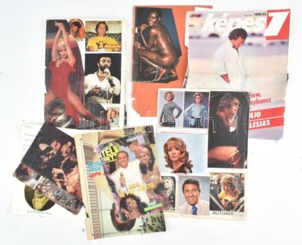 cca 1970-1990 Kisebb újságkivágás-gyűjtemény színészekről, híres emberekről
