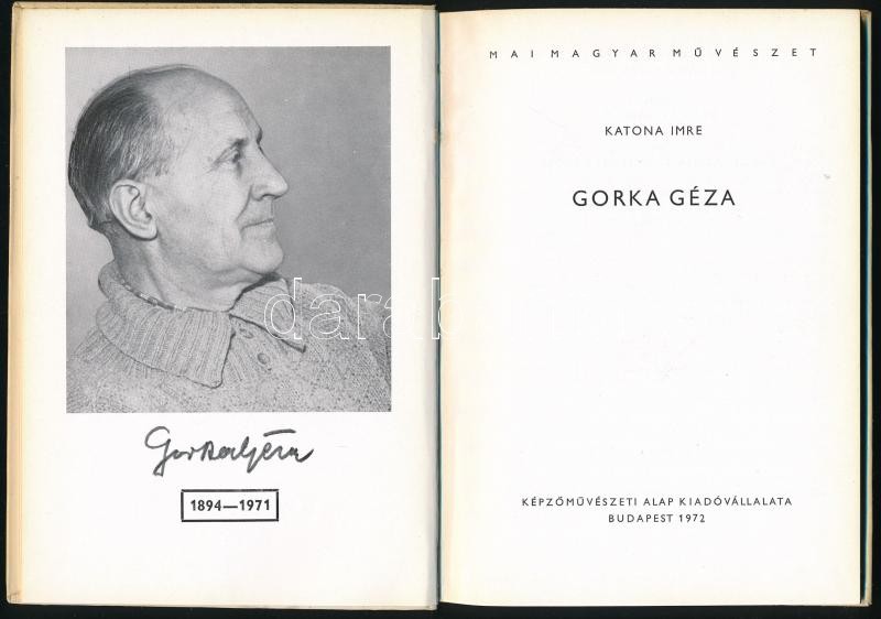 Katona Imre: Gorka Géza. Mai magyar művészet. Bp., 1972, Képzőművészeti Alap. Kiadói kartonált papírkötésben - Image 2