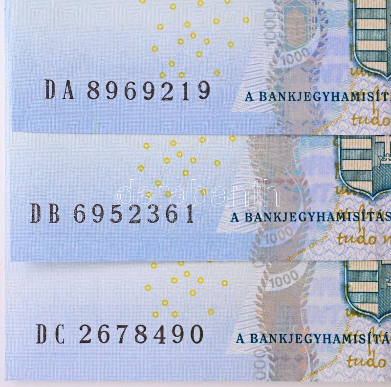 2015. 1000Ft (3x) 'DA', 'DB' és 'DC' sorszámjelekkel T:I,I- - Image 2